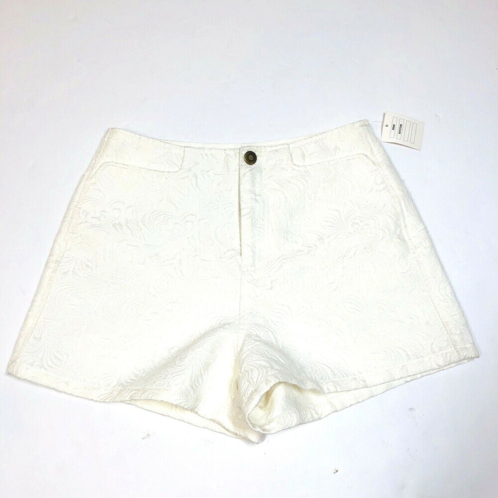 Urban Outfitters High Rise White Jacquard Textured Cheeky Shortie Shorts Size 0